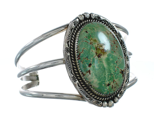 Authentic Native American Kingman Turquoise Sterling Silver Navajo Cuff Bracelet X11414